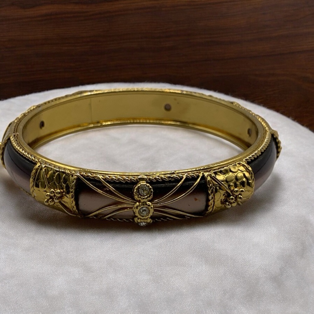 Elegant Gold and Brown Bangle Bracelet